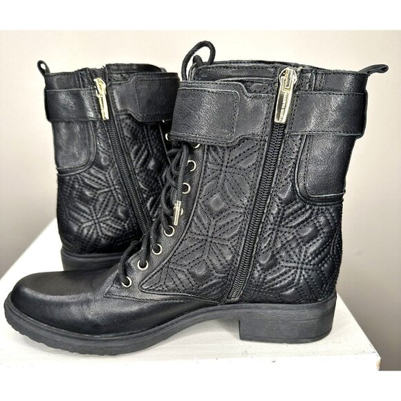 Vince Camuto Womens Leather Boots Toralina Combat Lace-Up & Side Zip Size 6.5M - Picture 7 of 14